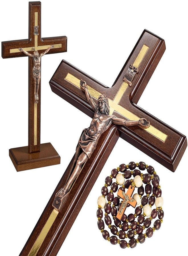 Asterom Handmade Crucifix - Table Wood Cross with Detachable Stand - Unique Standing Catholic Crucifix - Image 1